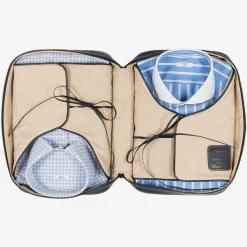 Battistoni Leather And Canvas Shirt-Case - Blue