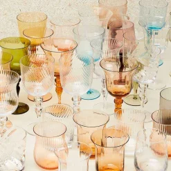 Bitossi Home Set Of 6 Glasses Assorted Shapes Texture Nuances Blue Green - White Wine