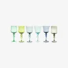 Bitossi Home Set Of 6 Goblets Adorned Stems Mixed Shapes - Blue Green