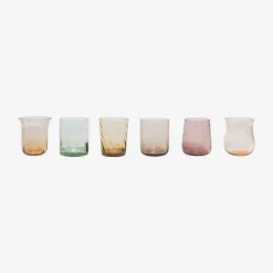 Bitossi Home Set Of 6 Tumbler Assorted Shapes Texture Nuances Amber Pink