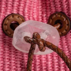 Iacobella Nirmala Raffia Bucket Bag Pink