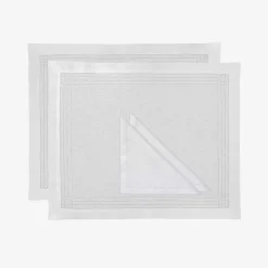 Issimo Hemstitch Embroidered Placemat And Napkin - Set Of 2