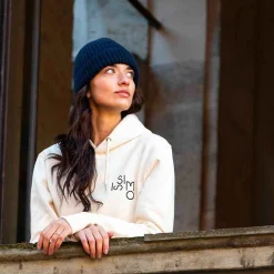 Issimo Pure Cashmere Fisherman'S Rib Hat - Navy Blue