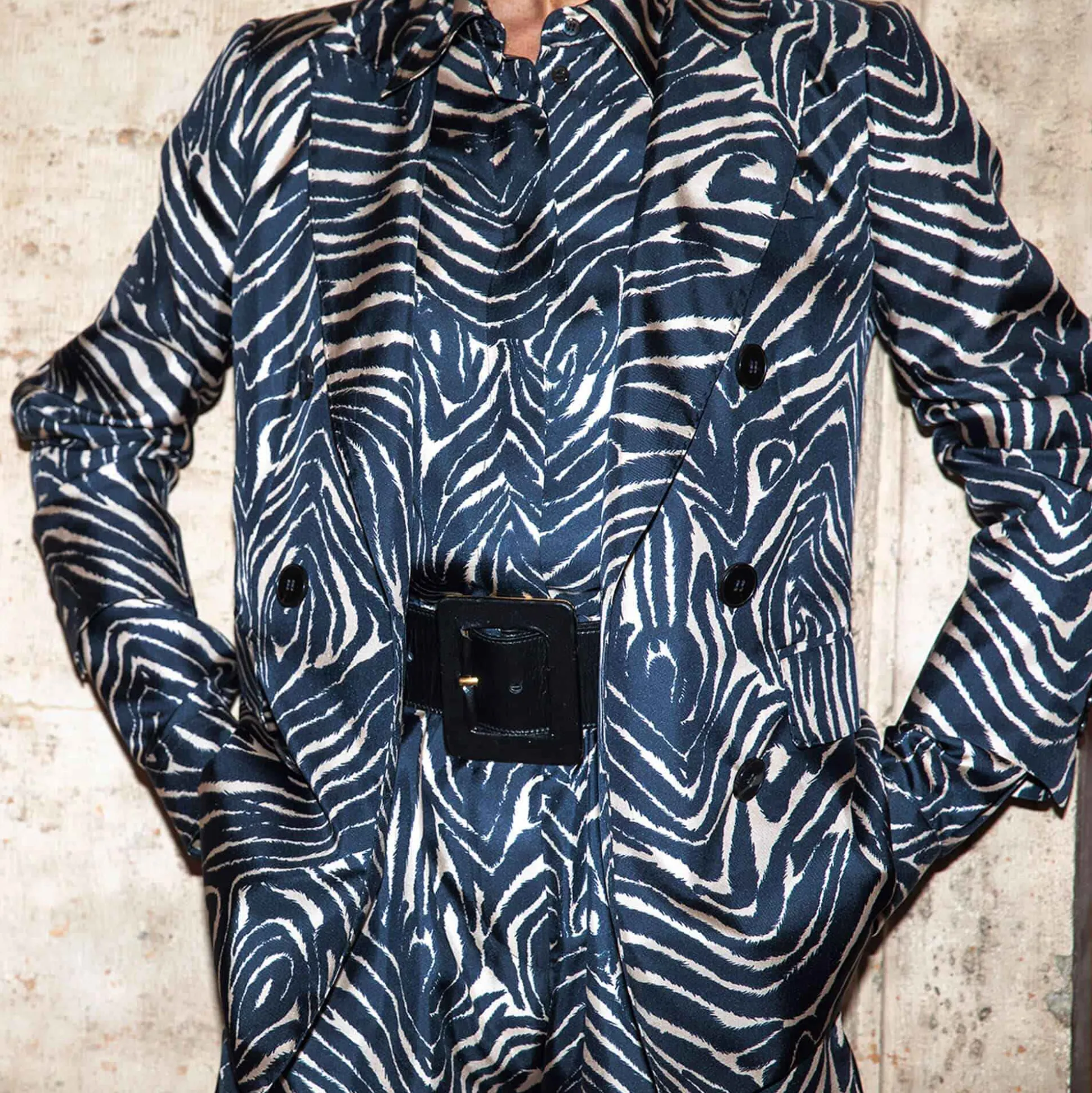 Issimo X Alberto Biani Zebra Double-Breasted Blazer
