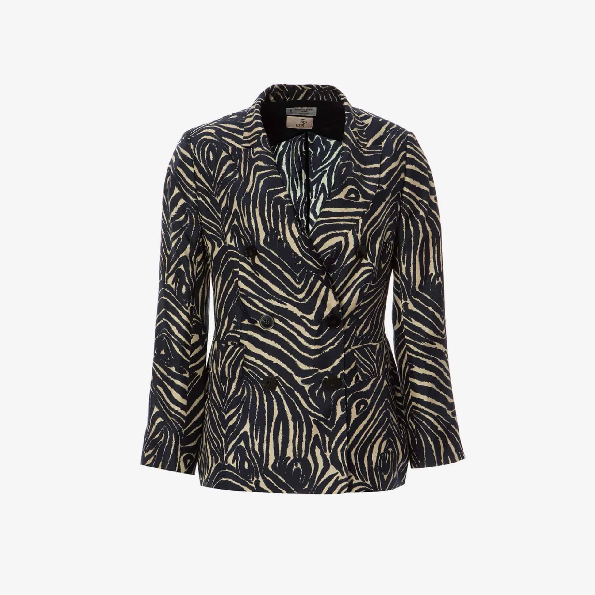 Issimo X Alberto Biani Zebra Double-Breasted Blazer