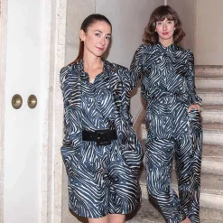 Issimo X Alberto Biani Zebra Pleated Pants