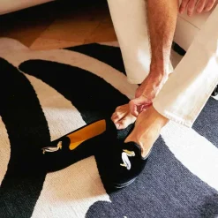 Issimo X Allagiulia Artisanal Black Velvet Loafers With Embroidery