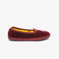 Issimo X Allagiulia Artisanal Burgundy Velvet Embroidery Loafers