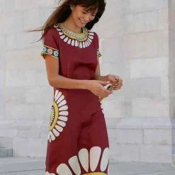 Issimo X La Doublej Swing Dress - Bordeaux Solar Placee