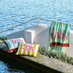 Issimo X Lisa Corti Bougainvillea Mustard Stripes Baby Pillow