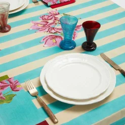 Issimo X Lisa Corti Bougainvillea White Veronese Stripes Napkin