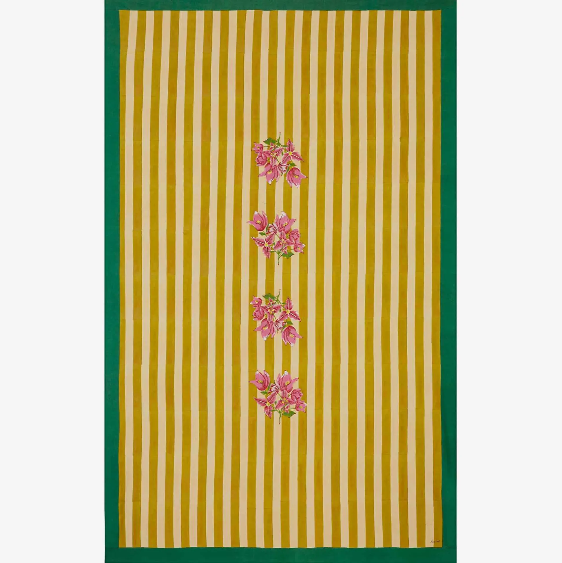 Issimo X Lisa Corti Bougainvillea Mustard Stripes Tablecloth
