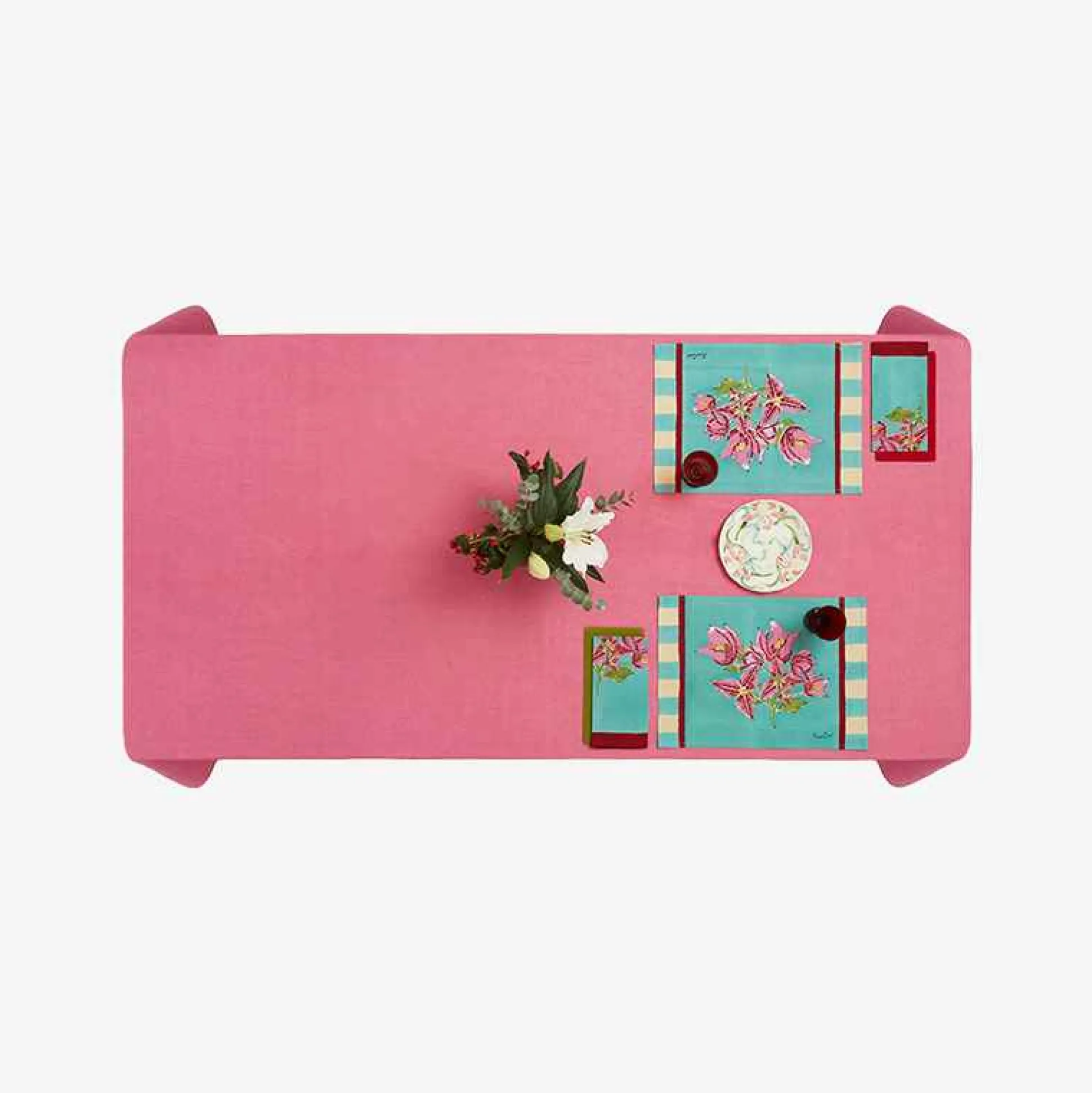 Issimo X Lisa Corti Bougainvillea White Veronese Stripes Placemat