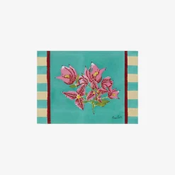 Issimo X Lisa Corti Bougainvillea White Veronese Stripes Placemat