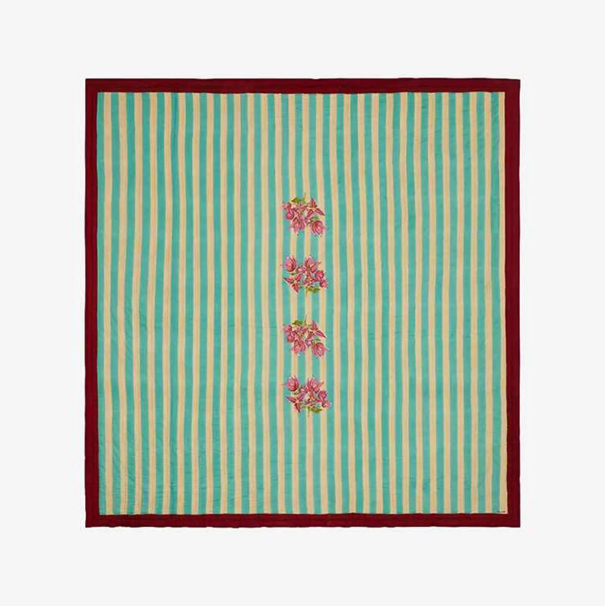 Issimo X Lisa Corti Bougainvillea White Veronese Stripes Quilt