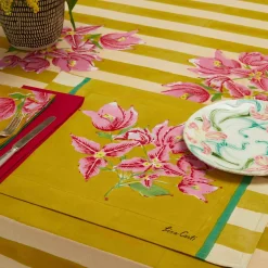 Issimo X Lisa Corti Bougainvillea Mustard Stripes Napkin