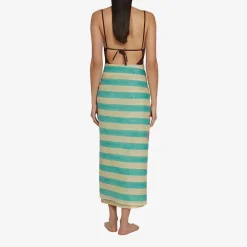 Issimo X Lisa Corti Bouganville White Veronese Stripes Sarong