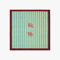 Issimo X Lisa Corti Bougainvillea White Veronese Stripes Square Tablecloth