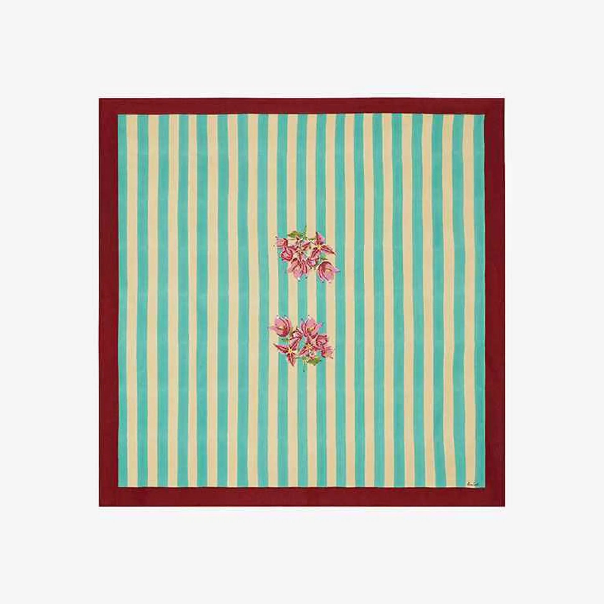 Issimo X Lisa Corti Bougainvillea White Veronese Stripes Square Tablecloth