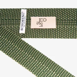 Issimo X Schostal Polka Dot Knitted Silk Tie - Dark Green