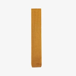 Issimo X Schostal Polka Dot Knitted Silk Tie - Mustard