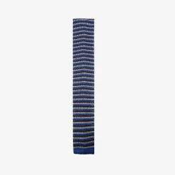 Issimo X Schostal Striped Knitted Silk Tie - Multicolor Blue