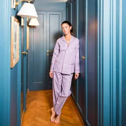 Issimo X Schostal Unisex Striped Pyjama-Purple&White