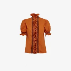 Loretta Caponi Donatella Orange Short Sleeve Shirt