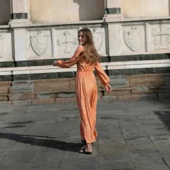 Loretta Caponi Lea Orange Daisies Dress