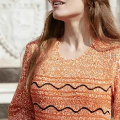 Loretta Caponi Lea Orange Daisies Dress
