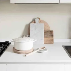 Marmolove Cutting Board In White Carrara Marble And Leather Lace