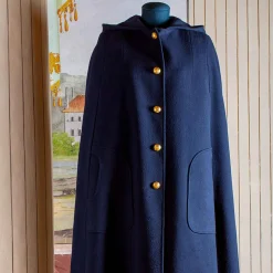 Navy Long Lenght Hooded Cape -Made To Order