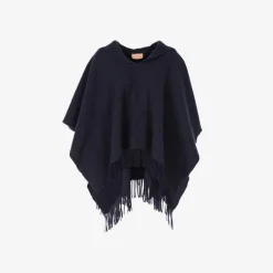Officina Del Poggio - Fringed Poncho Dark Blue