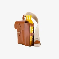 Officina Del Poggio Bottle Bag With Pocket And Bottle Tan
