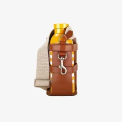 Officina Del Poggio Bottle Bag With Pocket And Bottle Tan