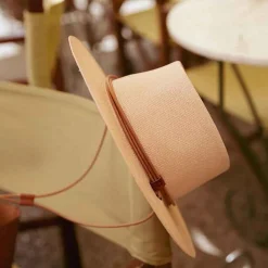 Officina Del Poggio Panama Straw O' Keeffe Hat With Tan Leather Natural Tan