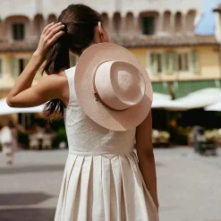 Officina Del Poggio Panama Straw O' Keeffe Hat With Tan Leather Natural Tan