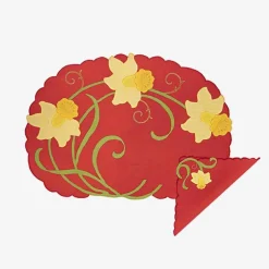 Taf Ricami Flowered Embroidered Placemats And Napkins - Set Of 6